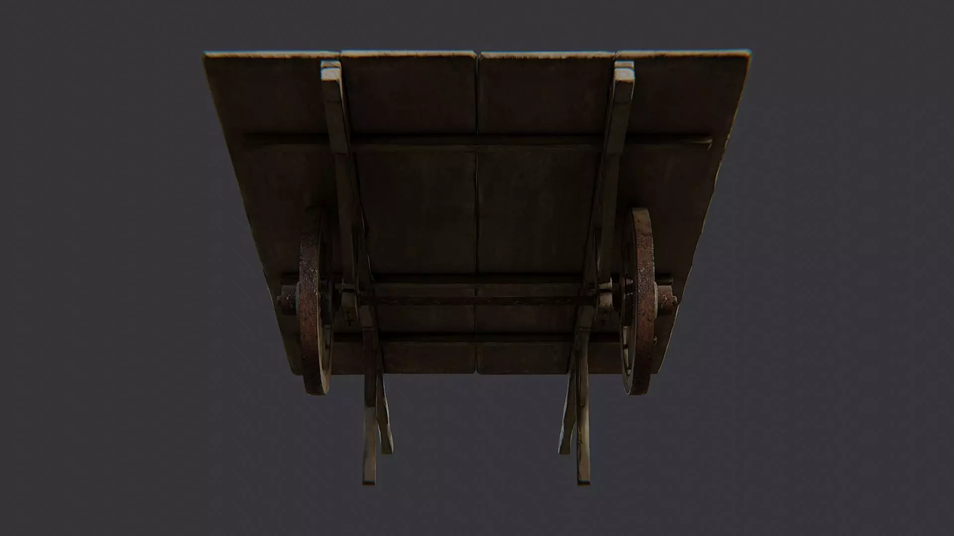 Wooden Wagon Cart with Wheels Low-poly 3D model_5