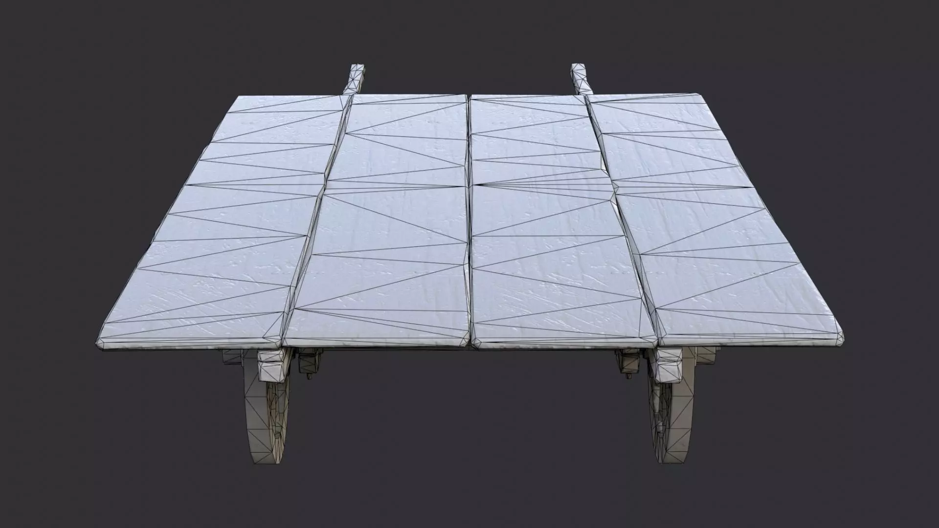 Wooden Wagon Cart with Wheels Low-poly 3D model_7