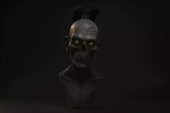 Zombie Warrior Bust Undead Gladiator Statue