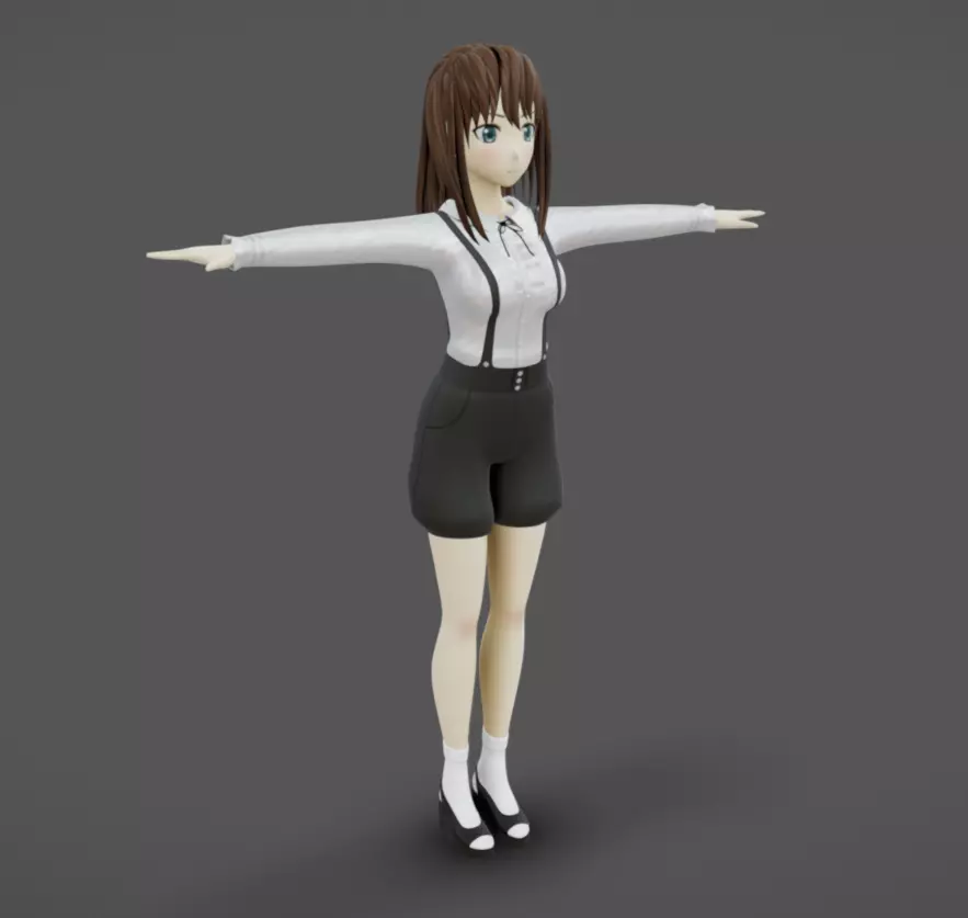 Anime Female 18 - Read Description Low-poly 3D model_3