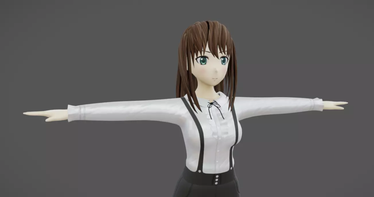 Anime Female 18 - Read Description Low-poly 3D model_7