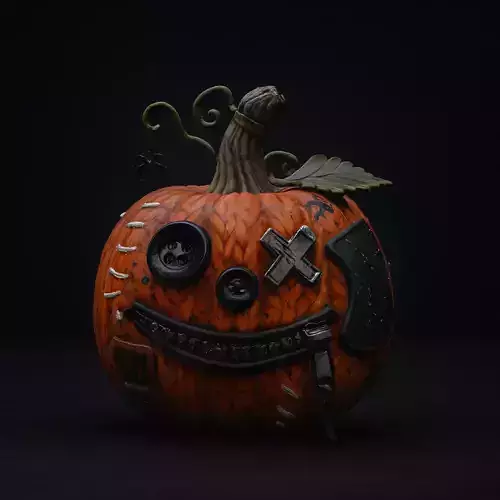 Creepy Button Eyed Pumpkin Halloween Decoration Spooky