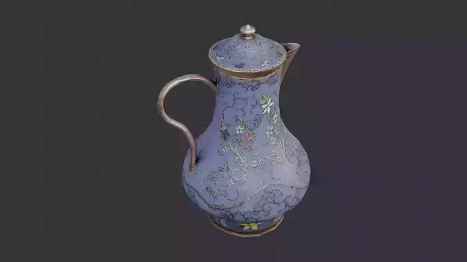 Blue Floral Russian Teapot with Lid