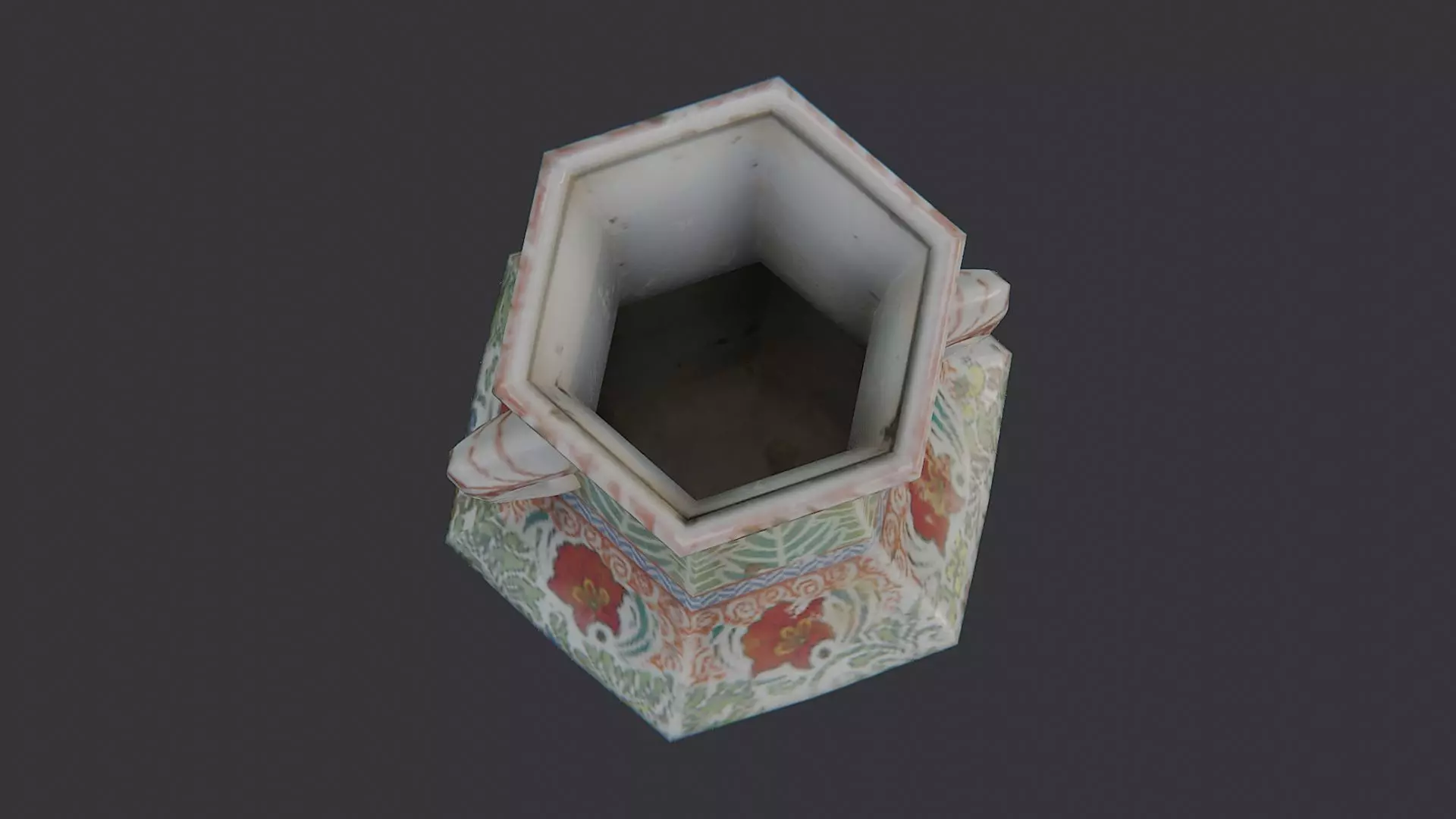Russian Floral Ceramic Vase Ornament Low-poly 3D model_4