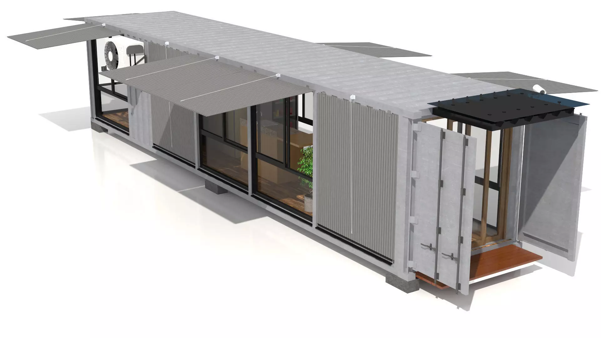 Container Glass House 3D model_3