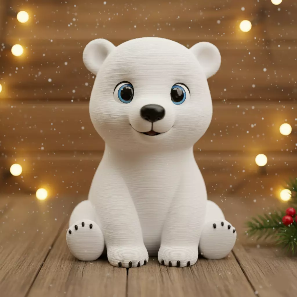 Christmas polar bear decoration 3D print model_0