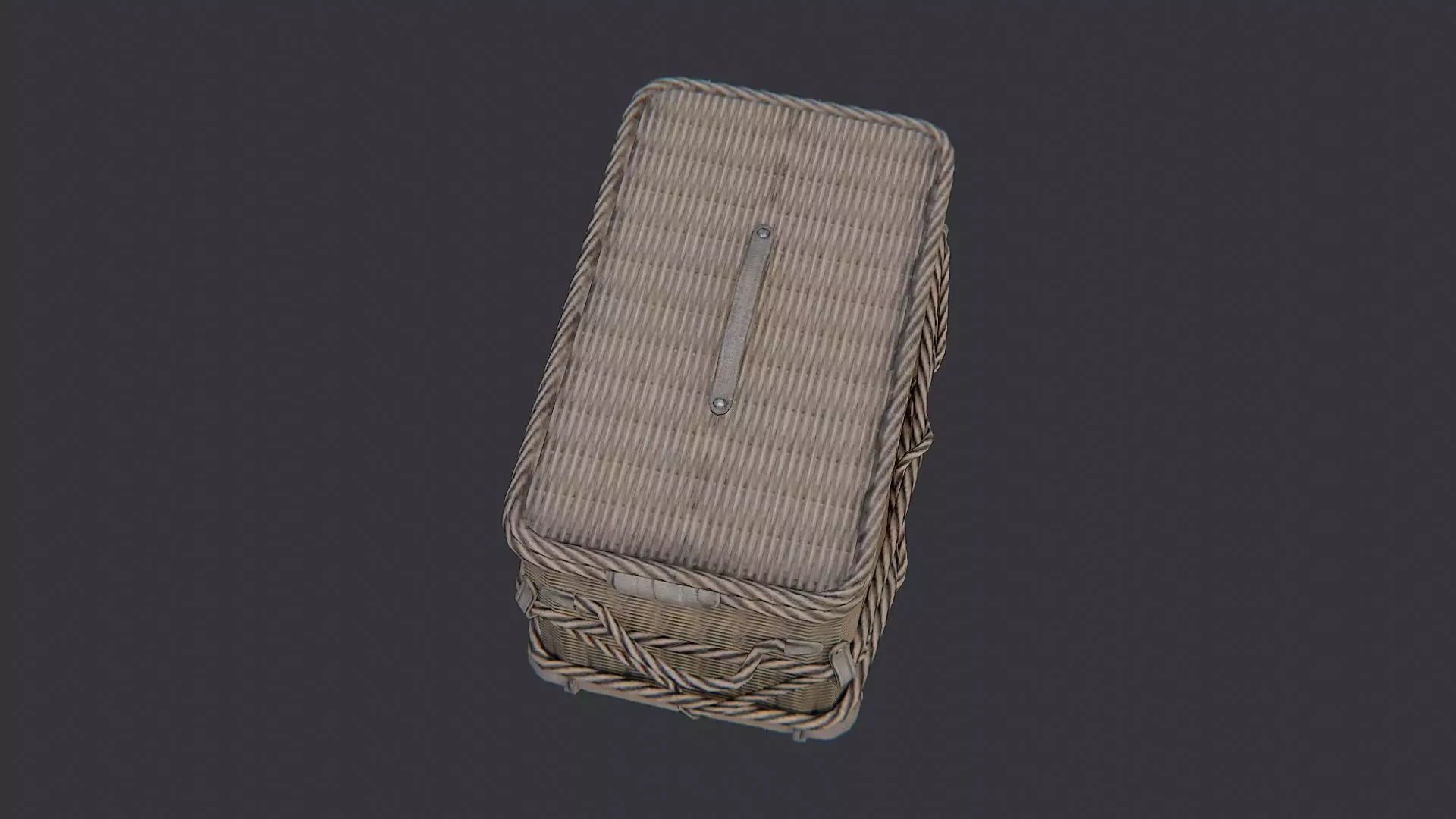 Wicker Basket with Lid Low-poly 3D model_4