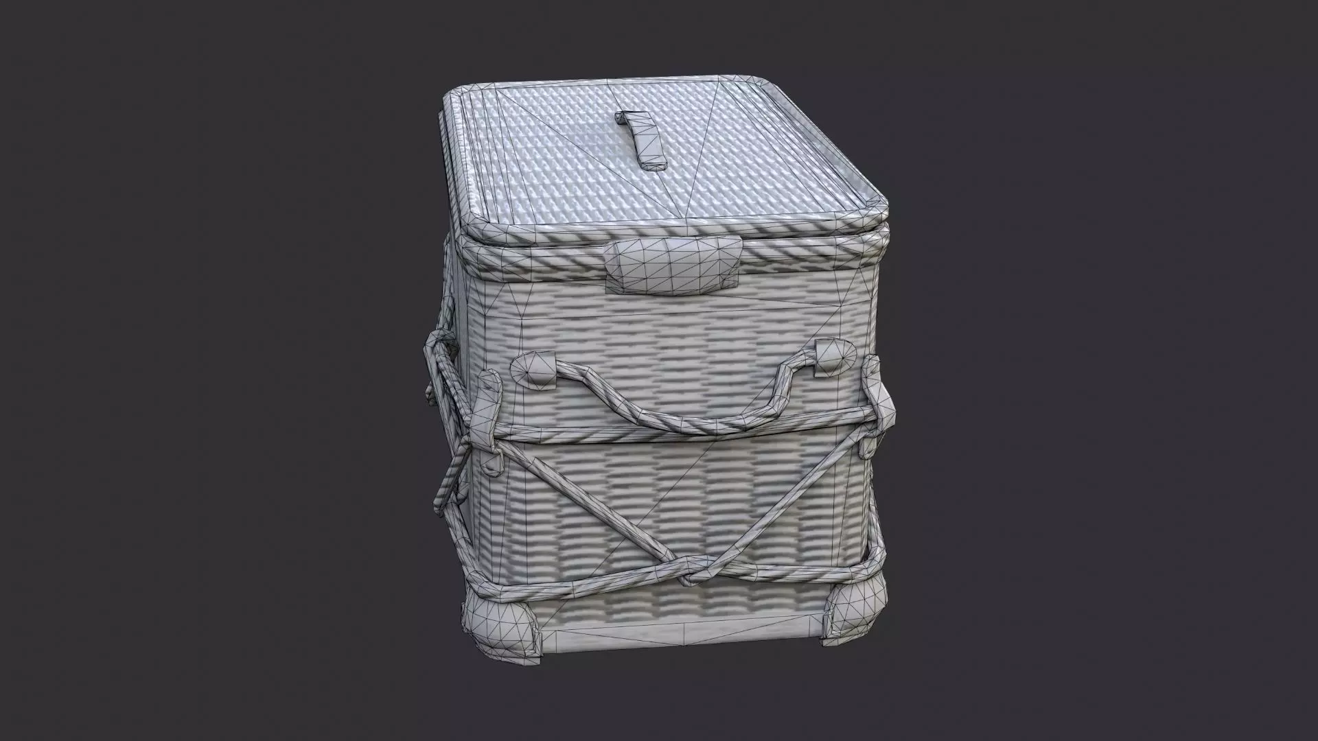 Wicker Basket with Lid Low-poly 3D model_7