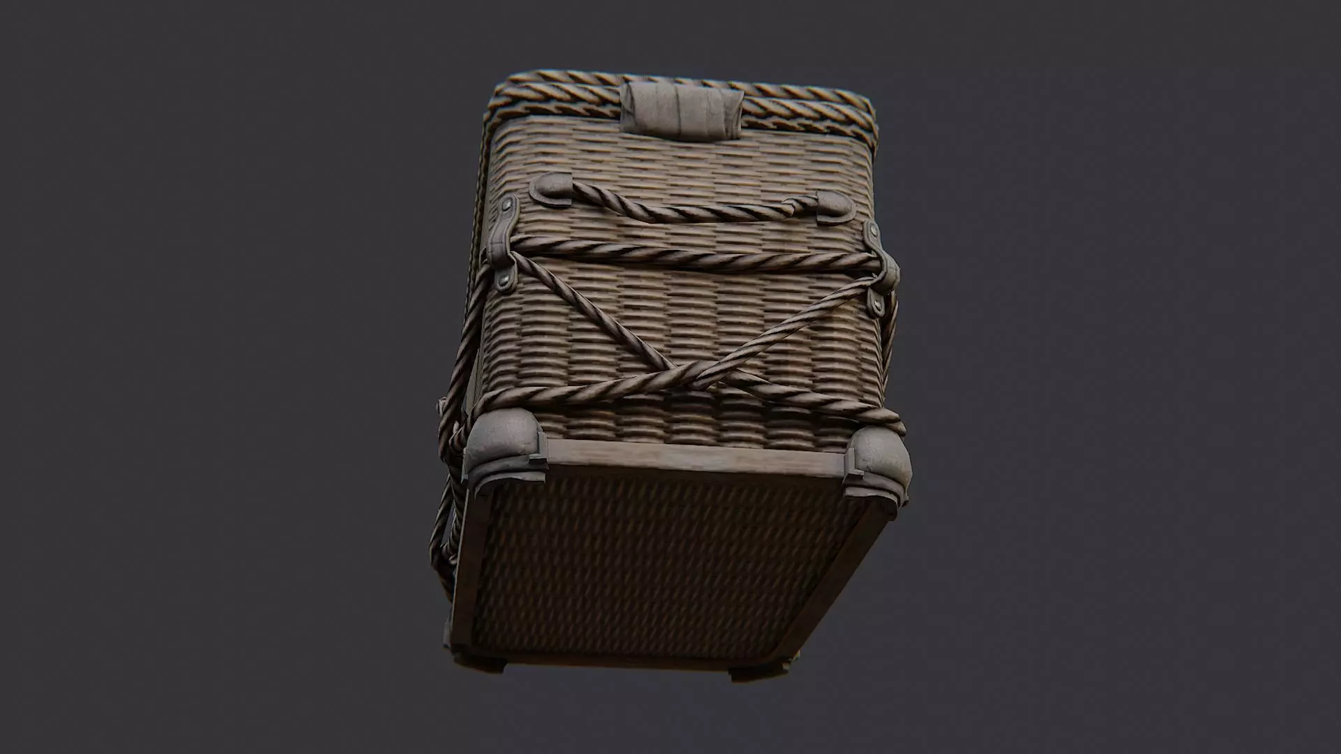 Wicker Basket with Lid Low-poly 3D model_5