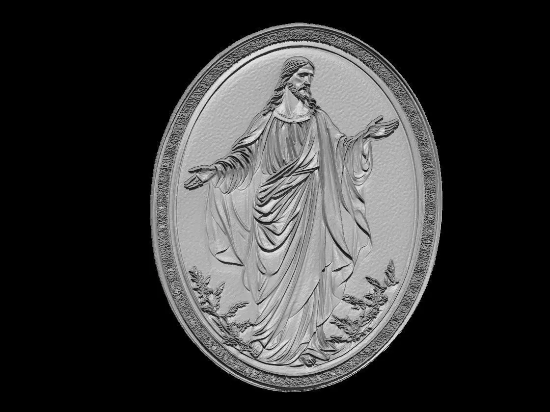 Jesus Christ Blessing Relief Medallion 3D print model_3