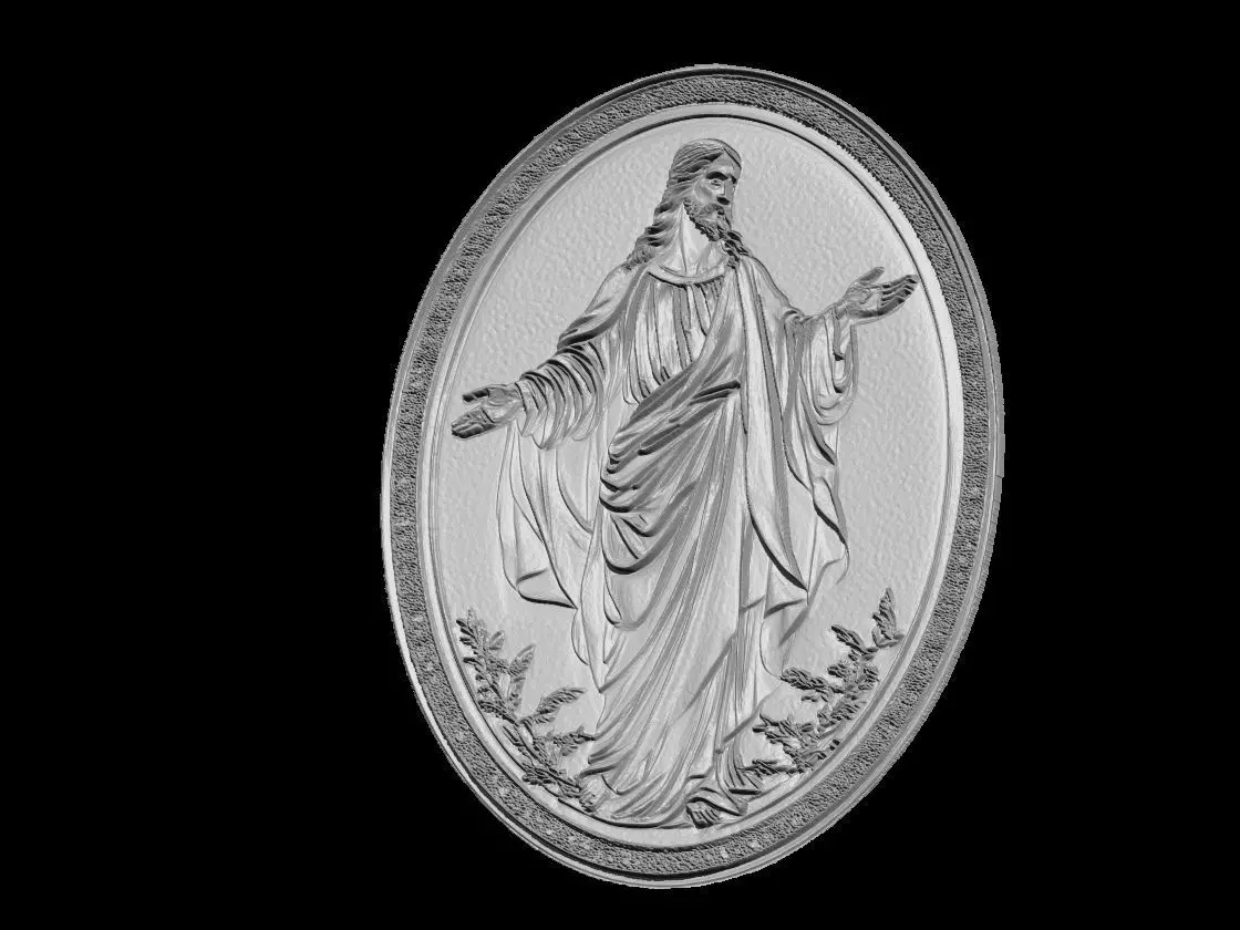 Jesus Christ Blessing Relief Medallion 3D print model_2