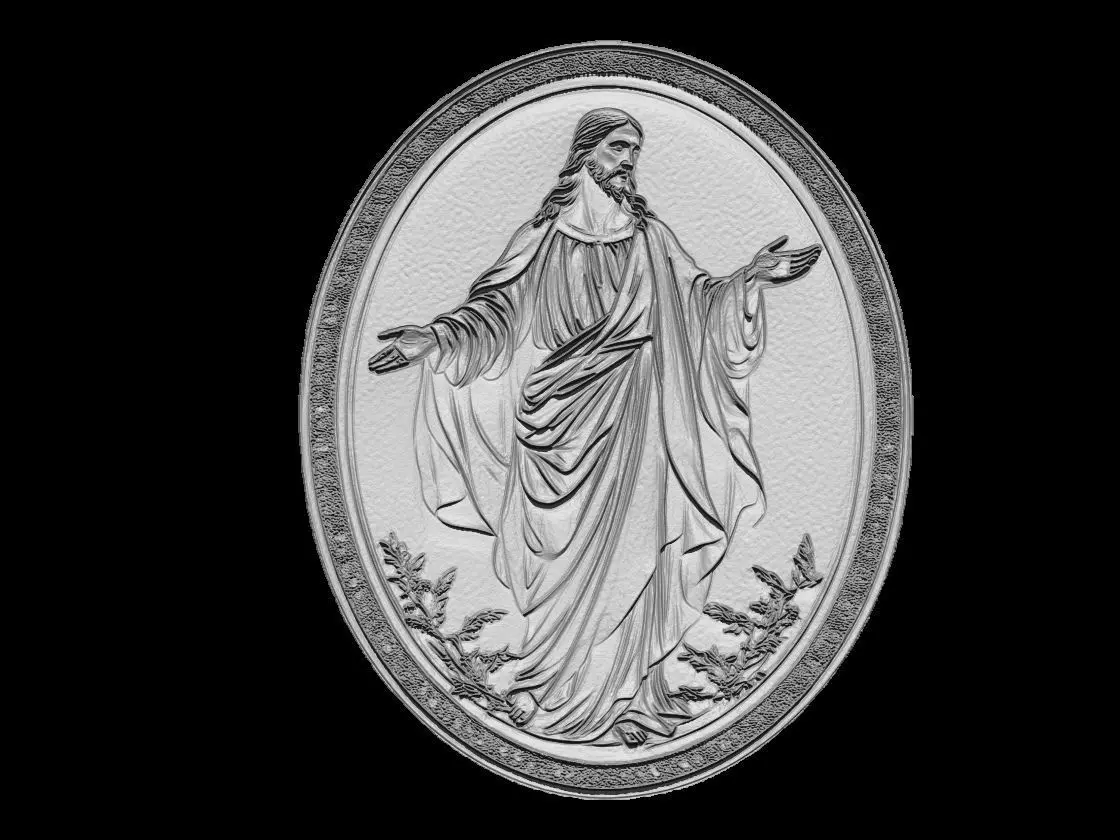 Jesus Christ Blessing Relief Medallion 3D print model_1