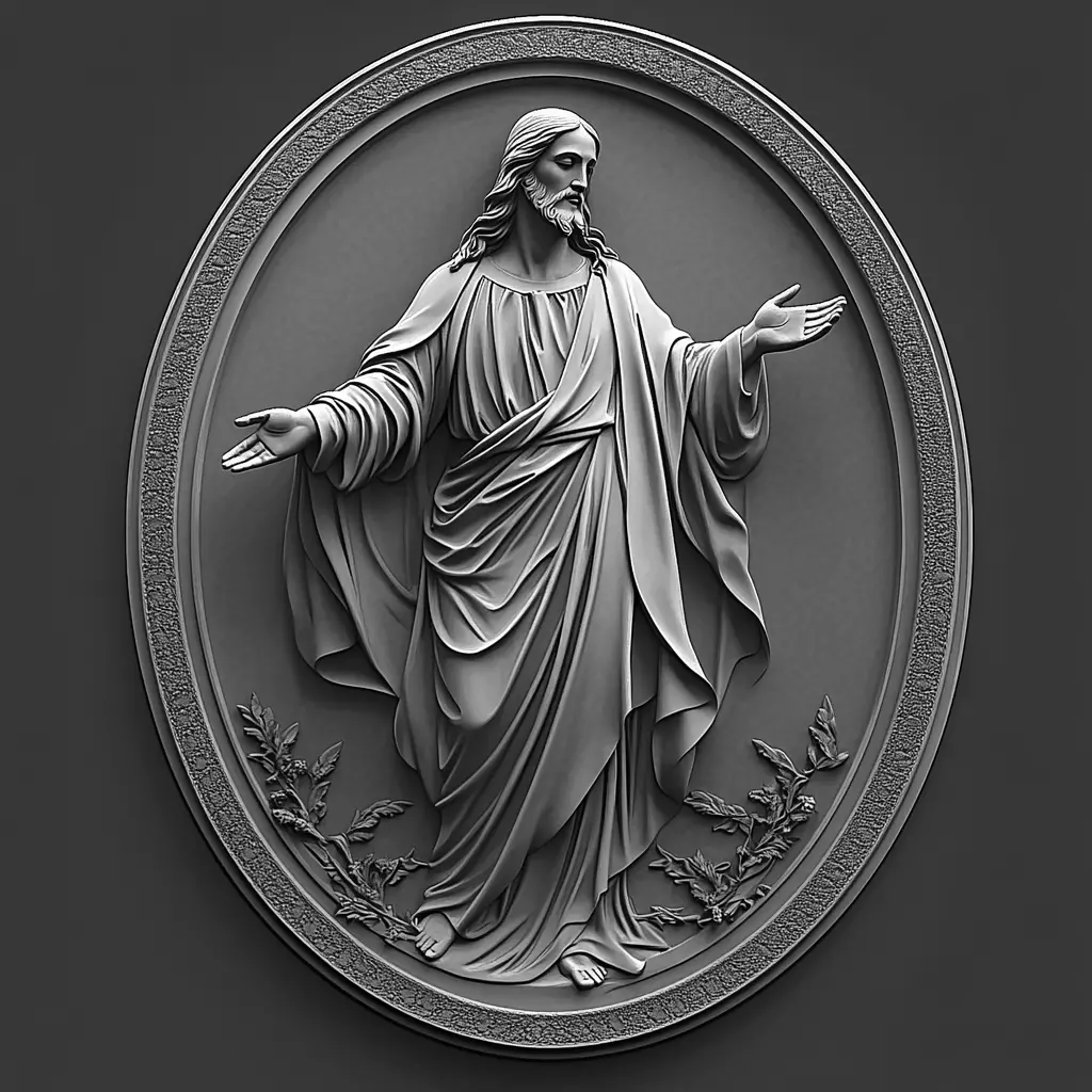 Jesus Christ Blessing Relief Medallion 3D print model_0