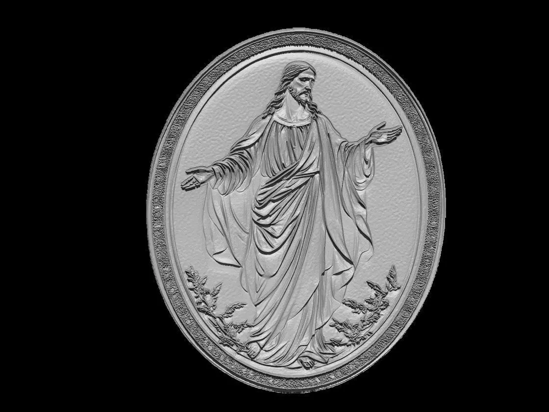 Jesus Christ Blessing Relief Medallion 3D print model_5
