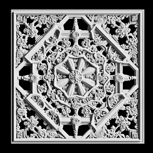 Exquisite Relief Arabesque Floral Carved Panel