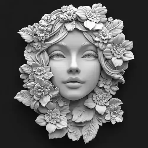 Floral Face Sculpture
