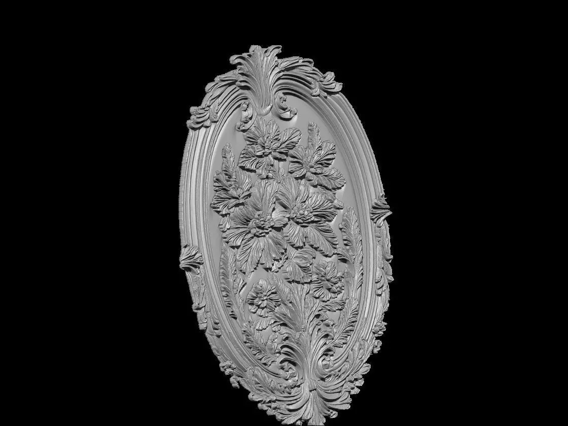 Ornate Floral Relief Sculpture 3D print model_3