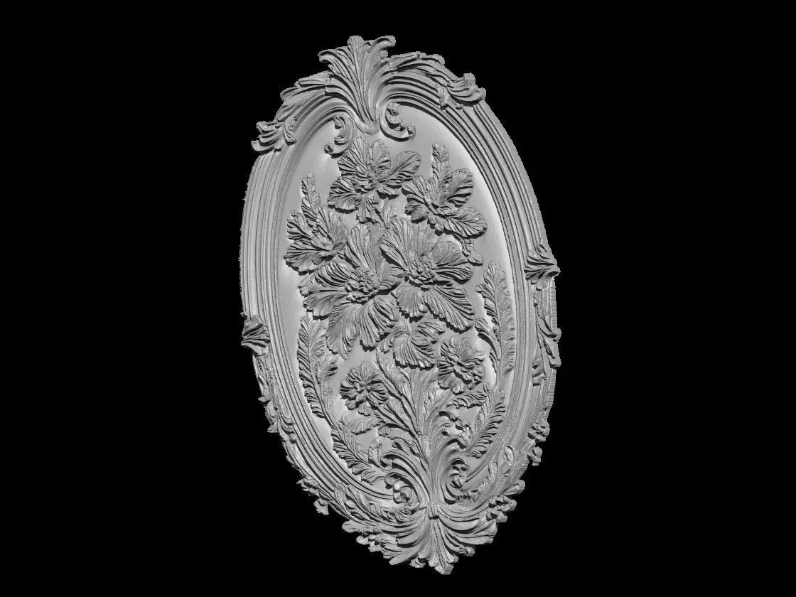 Ornate Floral Relief Sculpture 3D print model_4