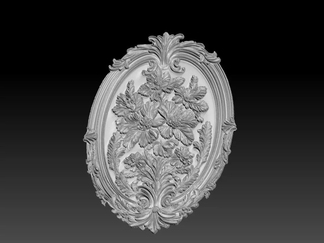 Ornate Floral Relief Sculpture 3D print model_2