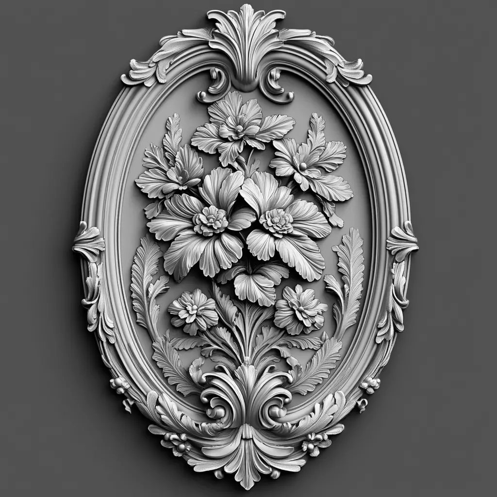 Ornate Floral Relief Sculpture 3D print model_0