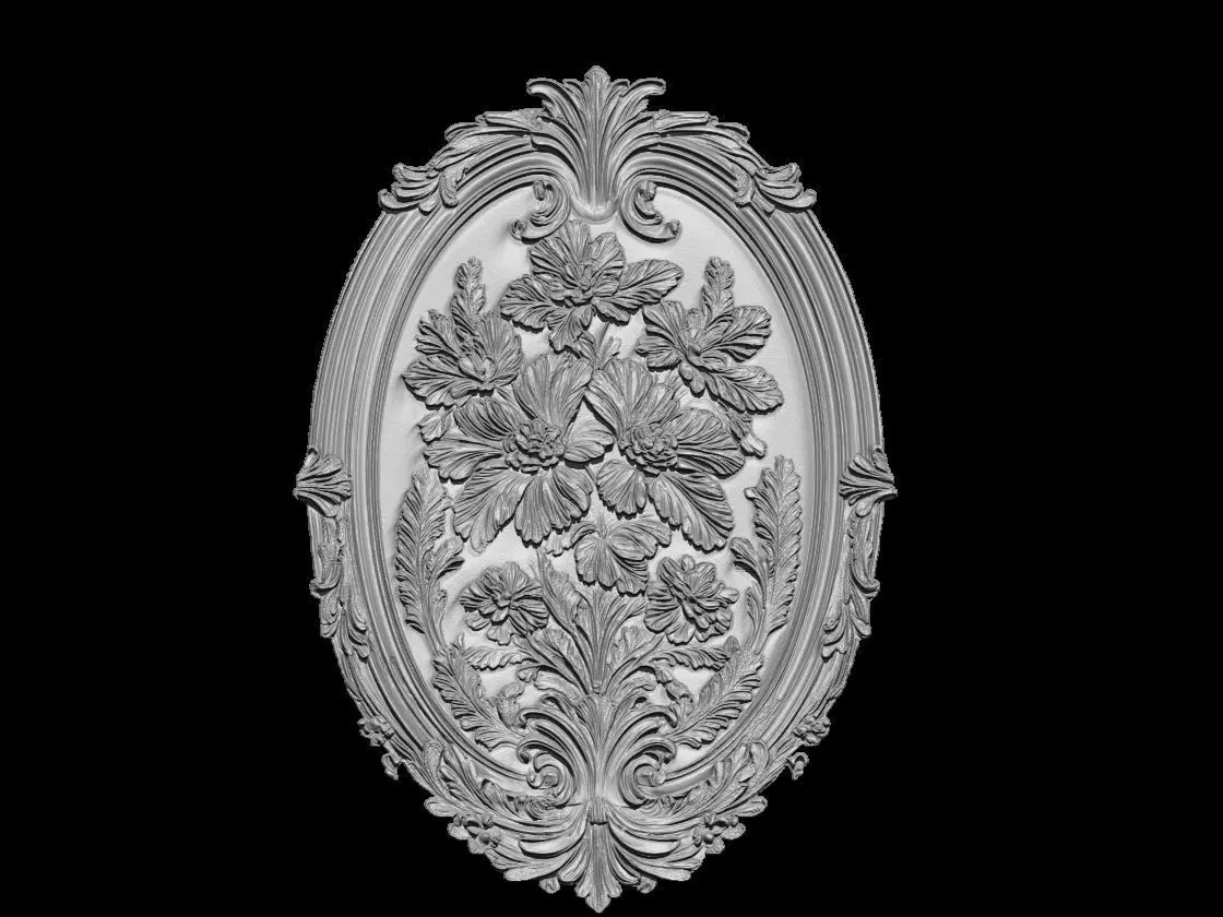Ornate Floral Relief Sculpture 3D print model_1