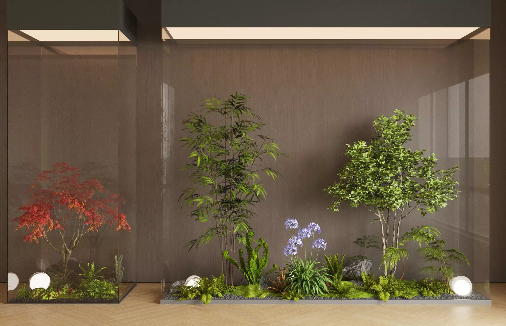 diverse plant combination micro-landscape 3D model