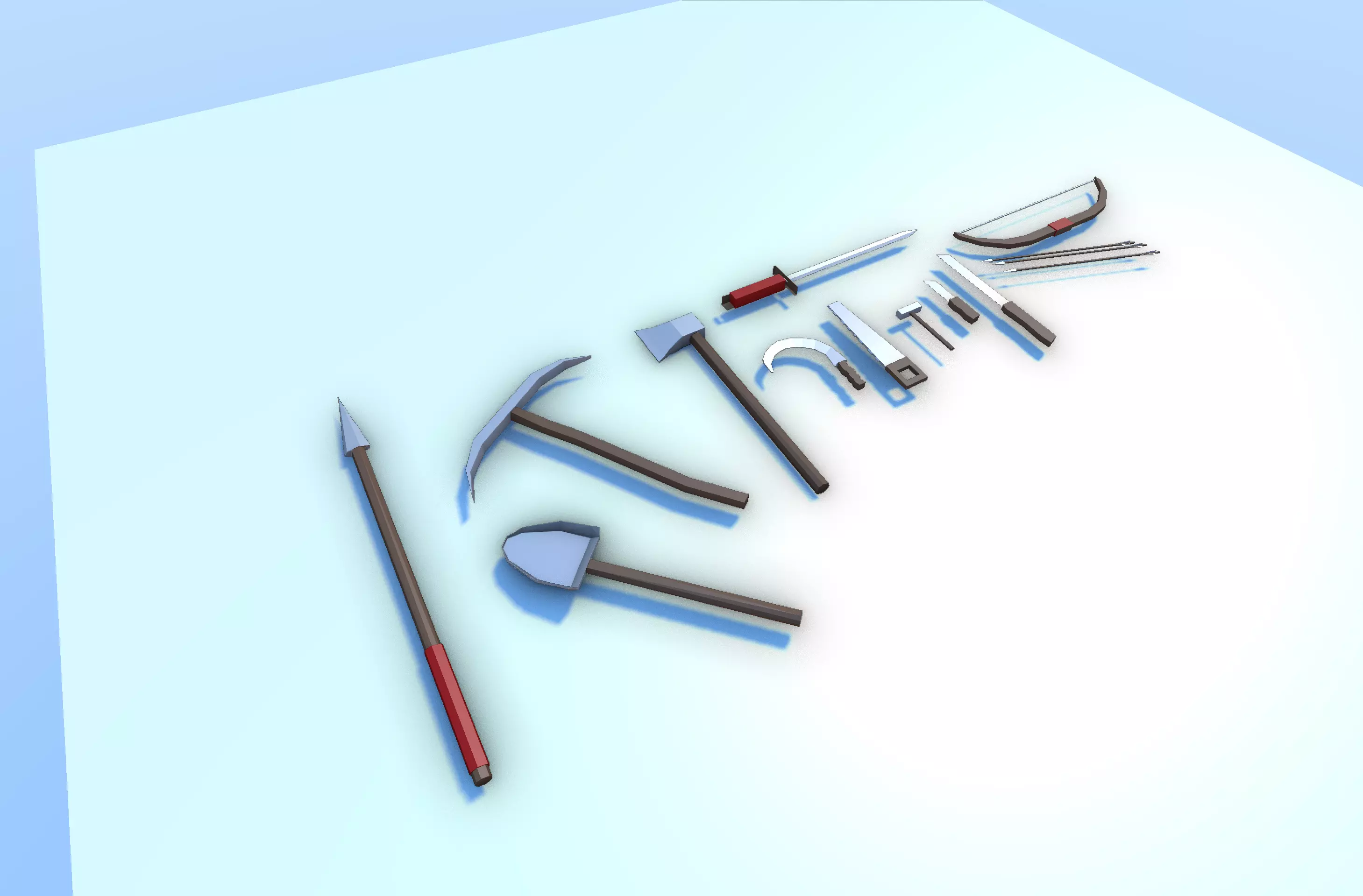 Low Poly Medieval e Survival Tools Pack Low-poly 3D model_1