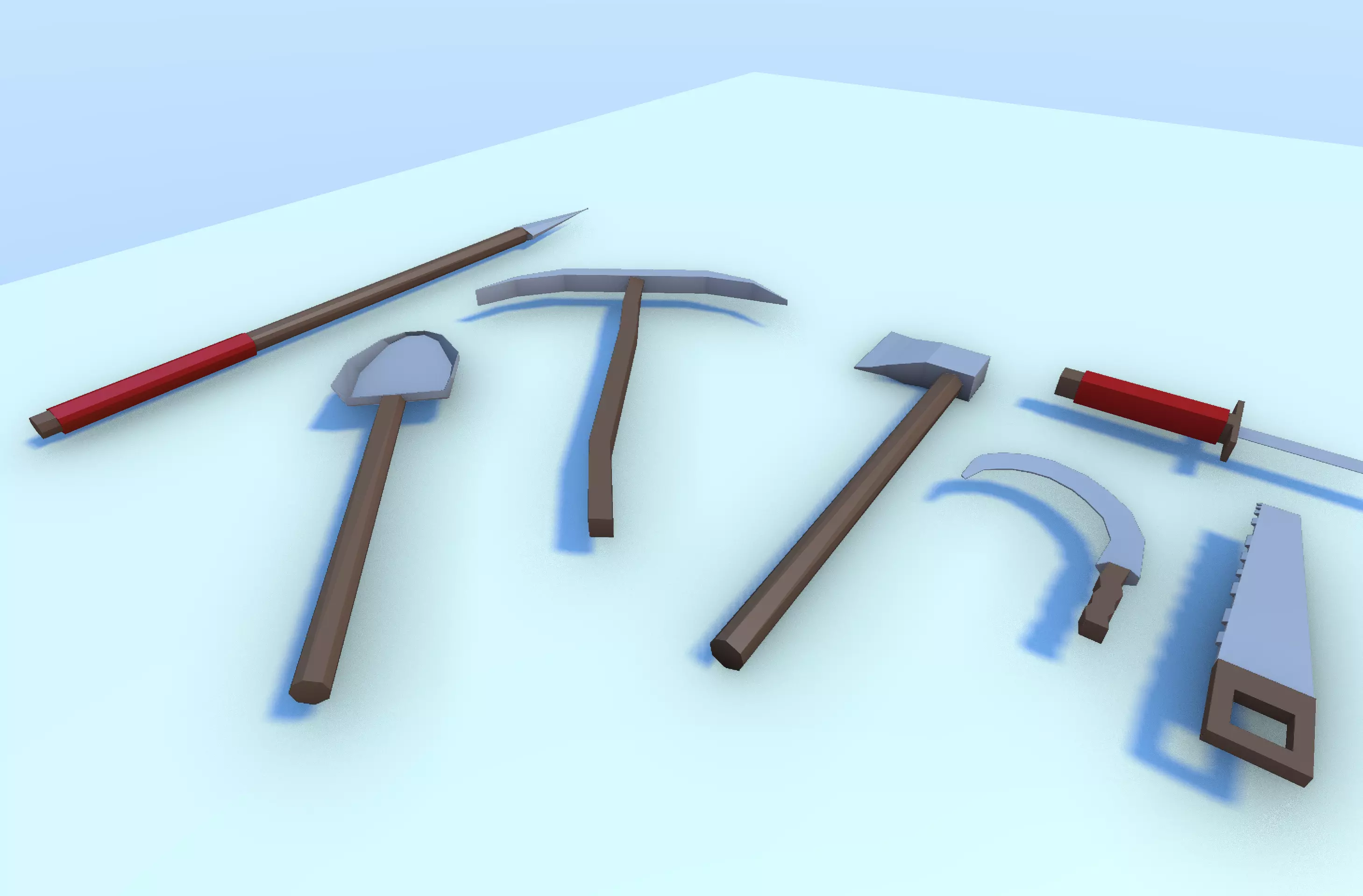 Low Poly Medieval e Survival Tools Pack Low-poly 3D model_4