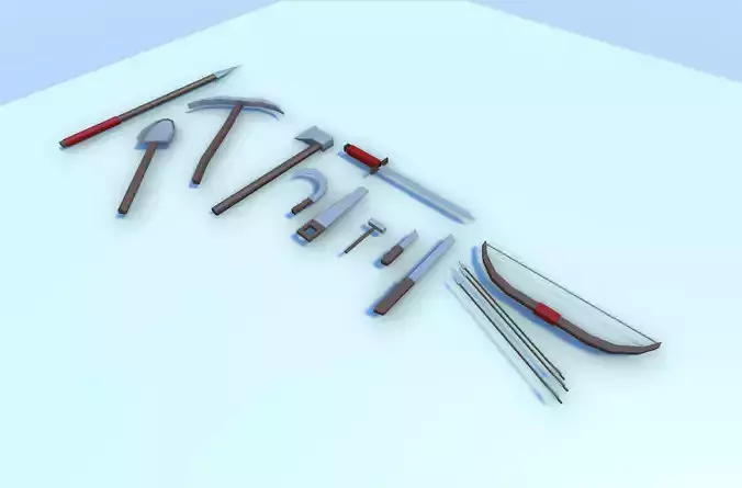Low Poly Medieval e Survival Tools Pack Low-poly 3D model