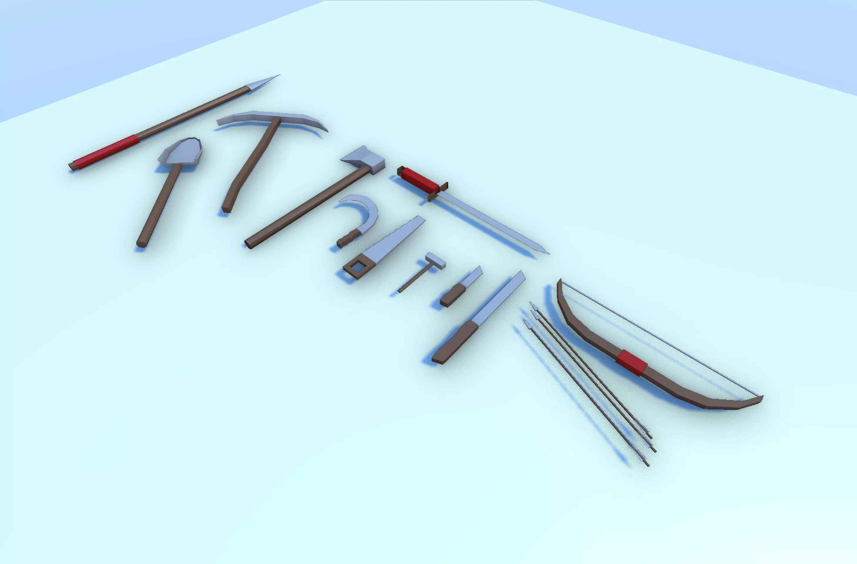 Low Poly Medieval e Survival Tools Pack Low-poly 3D model_0