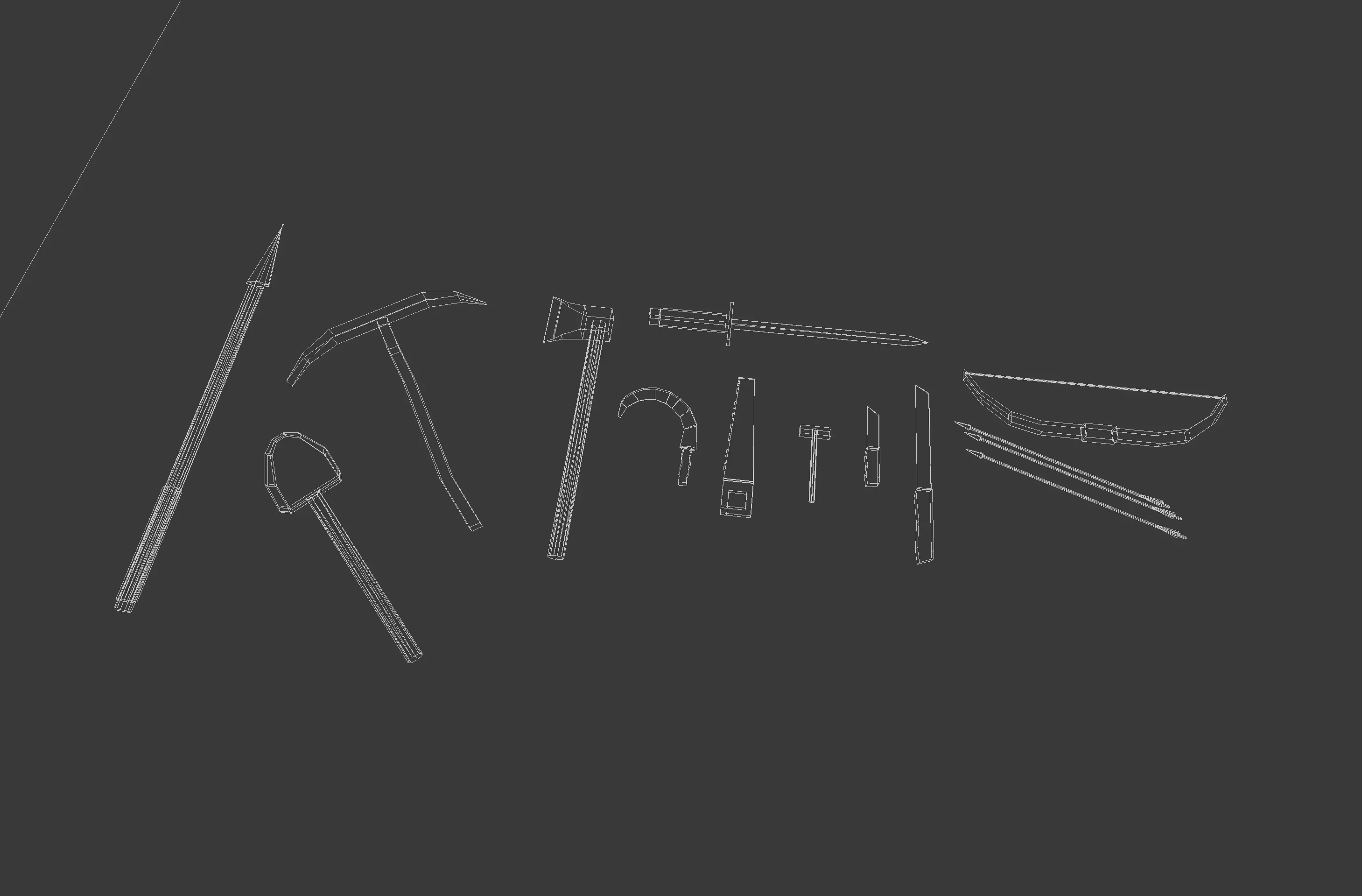 Low Poly Medieval e Survival Tools Pack Low-poly 3D model_6