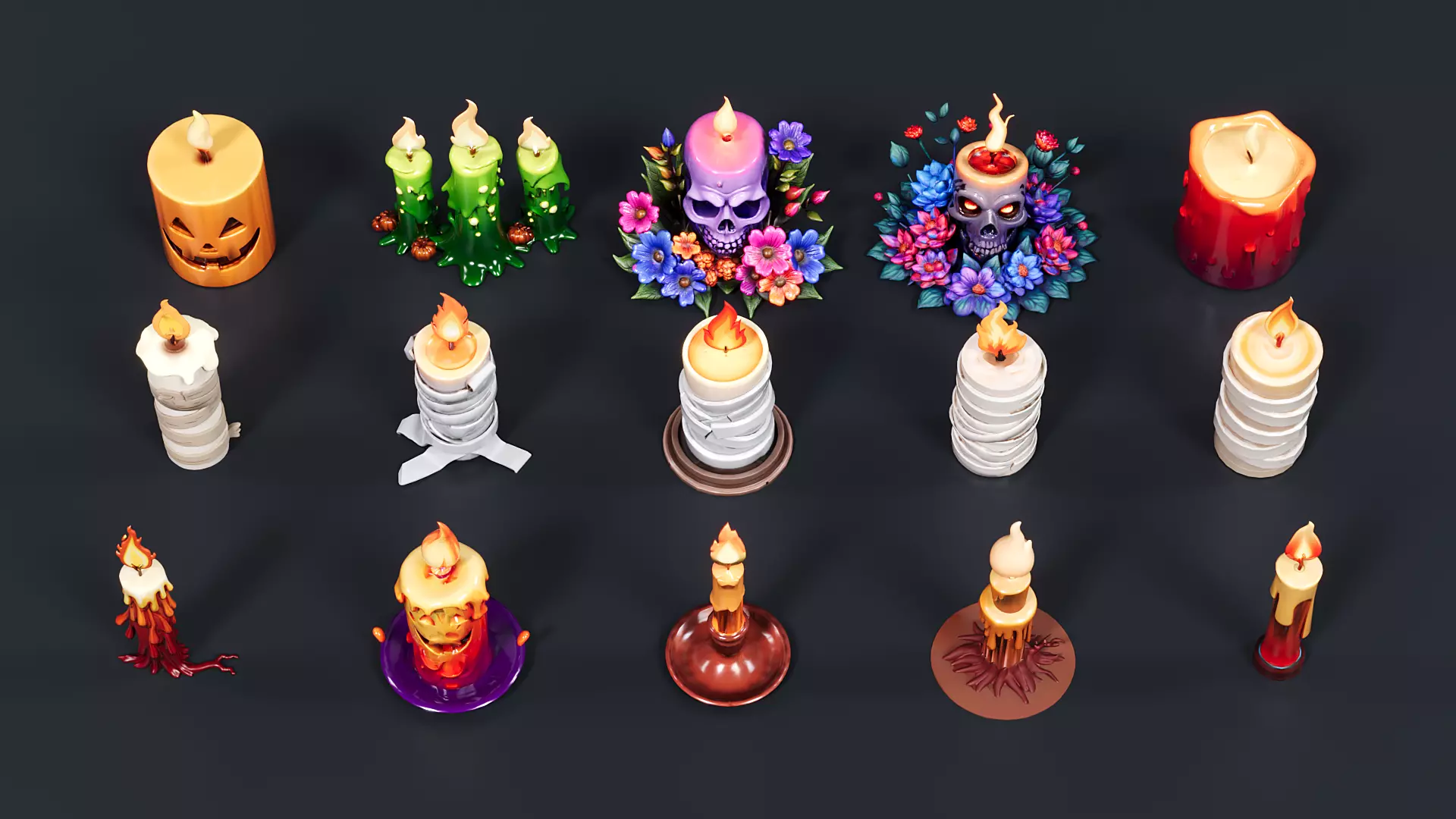 Halloween style candle 3D model