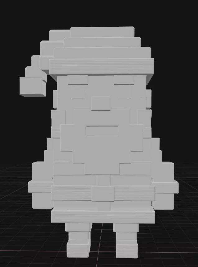 pixel art Santa Claus figurine 3D print model_2