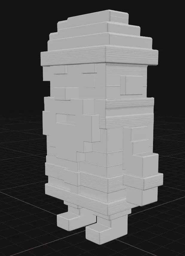 pixel art Santa Claus figurine 3D print model_3