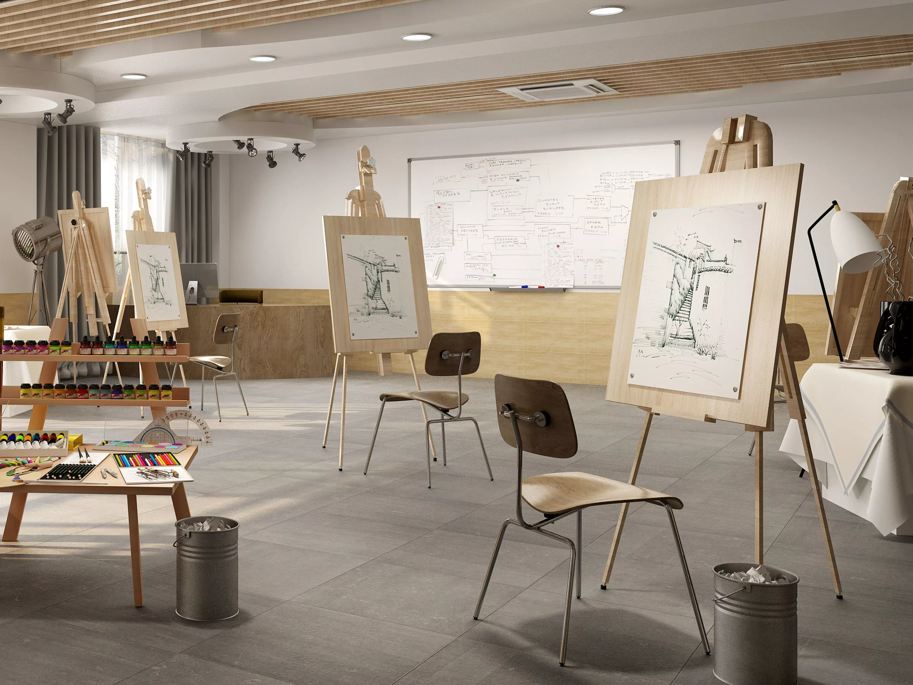 art studio Low-poly 3D model_5