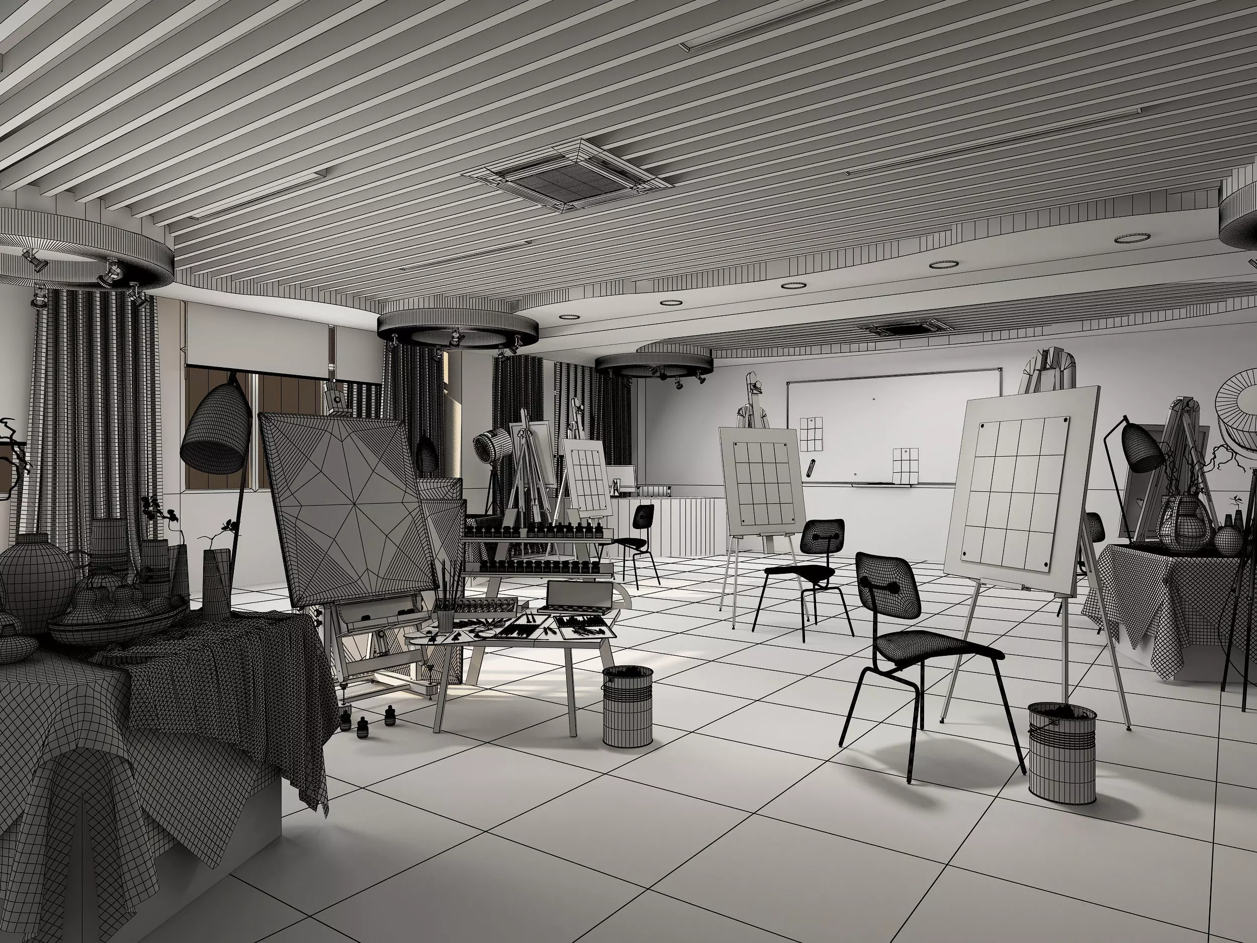 art studio Low-poly 3D model_6