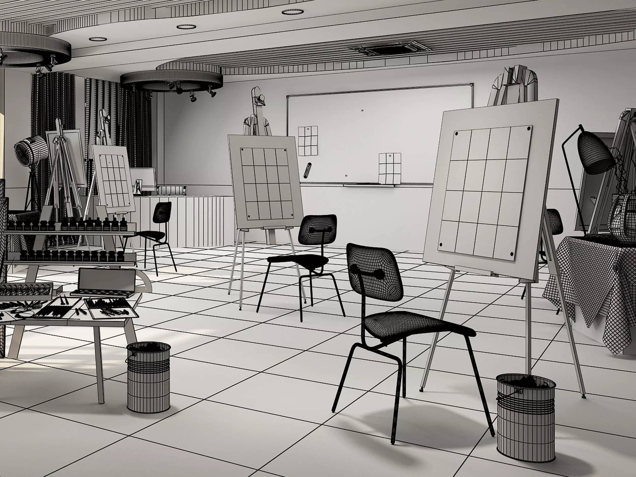 art studio Low-poly 3D model_7