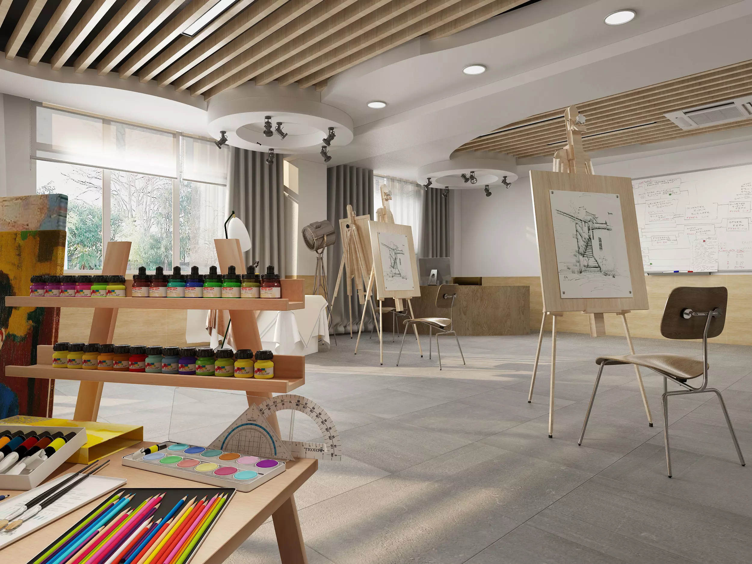 art studio Low-poly 3D model_2