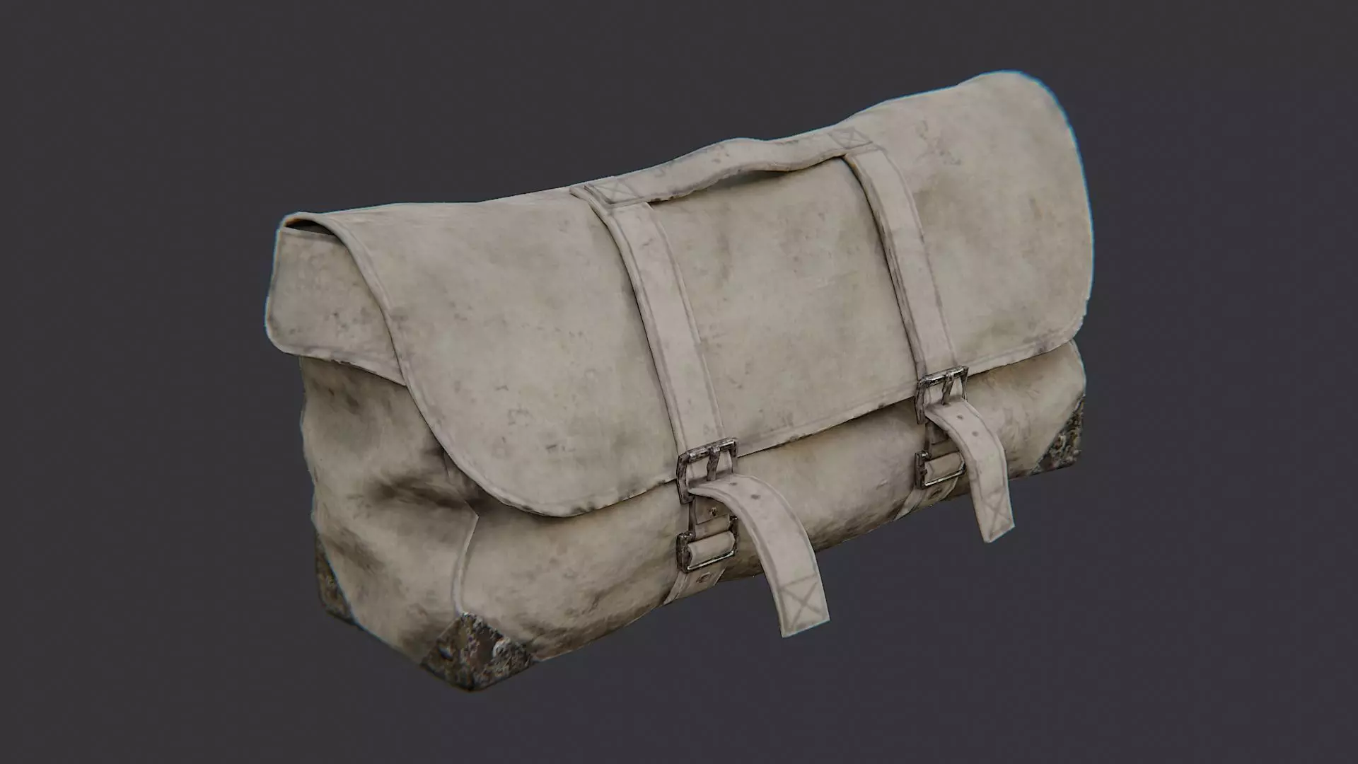 USA Duffel Bag Weathered Canvas Straps Low-poly 3D model_0