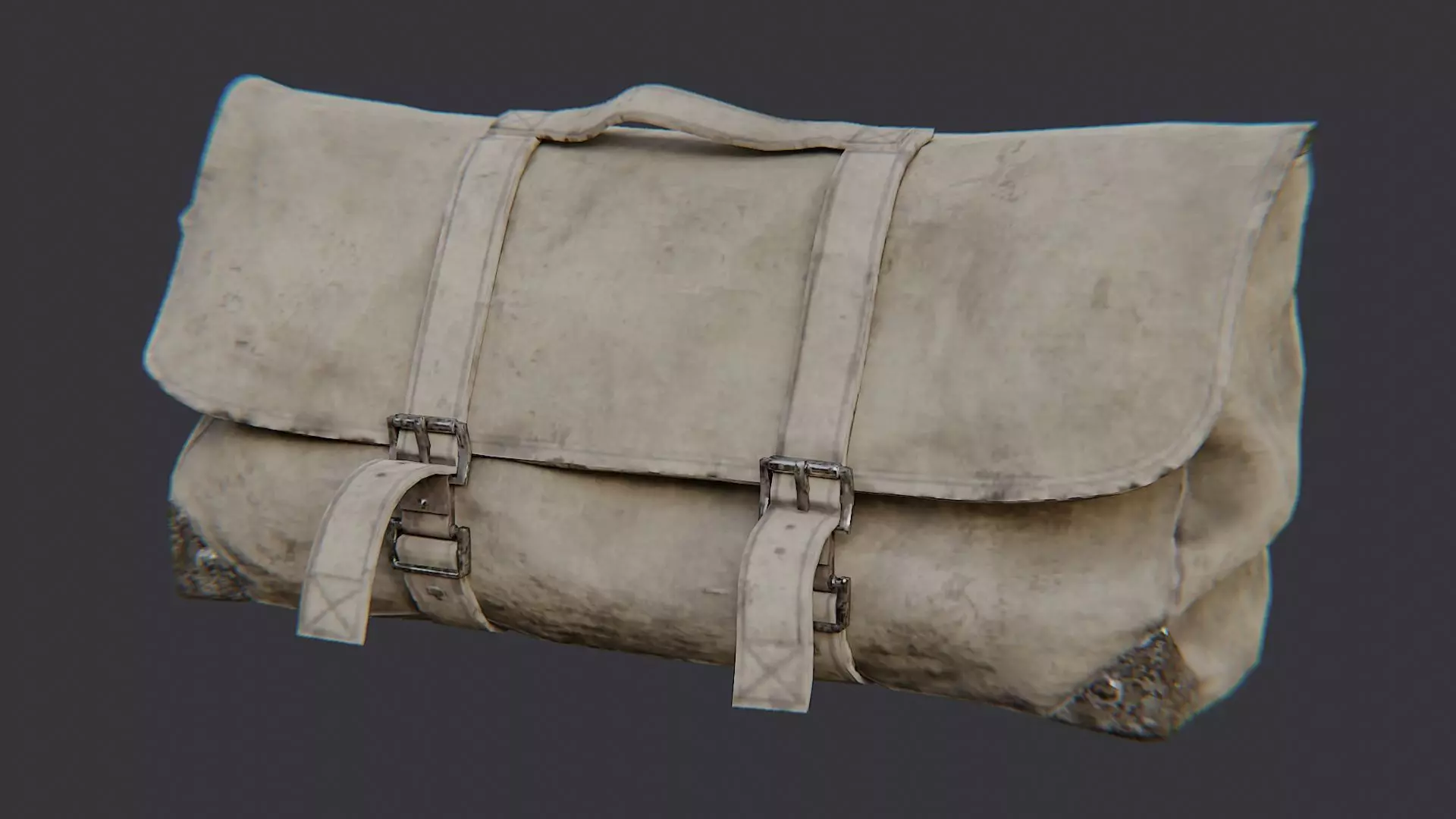 USA Duffel Bag Weathered Canvas Straps Low-poly 3D model_2