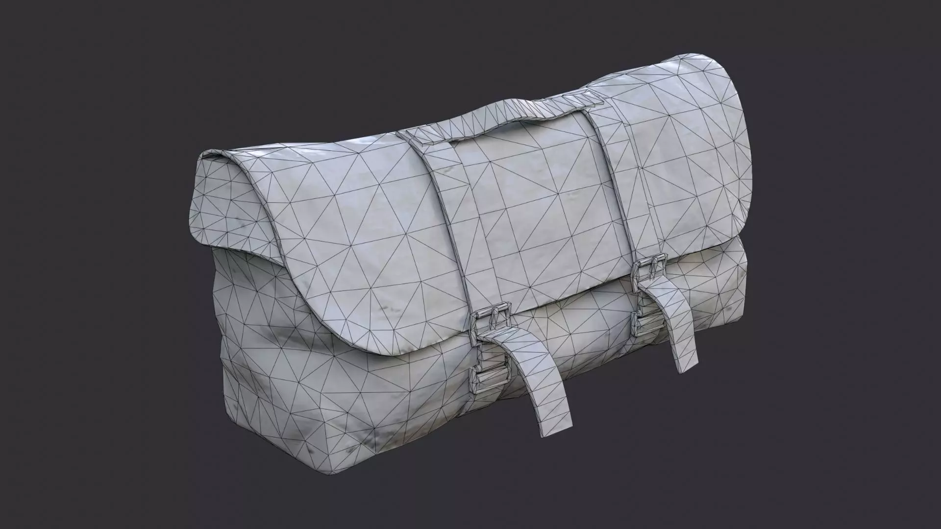 USA Duffel Bag Weathered Canvas Straps Low-poly 3D model_7