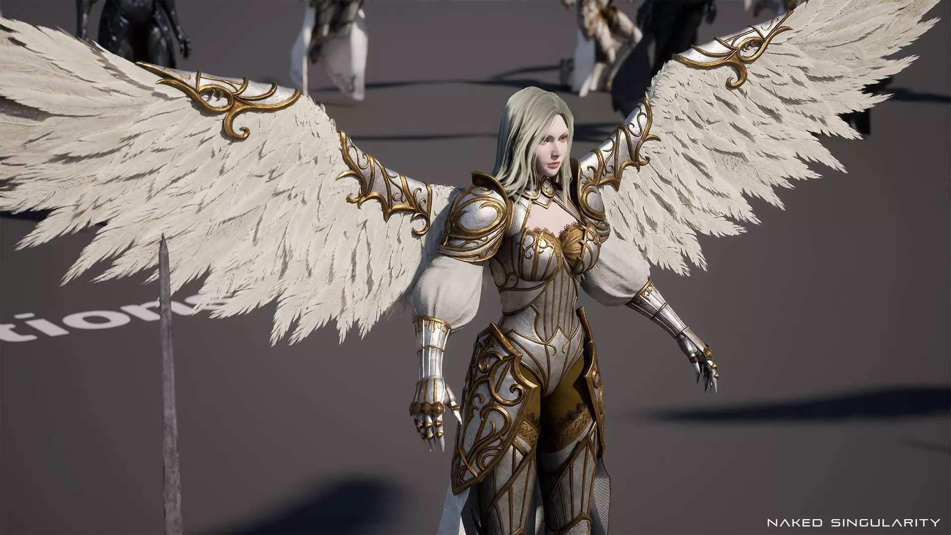 Archangel Valkyrie - Winged Warrior - Game-ready 3D Character Low-poly 3D model_5