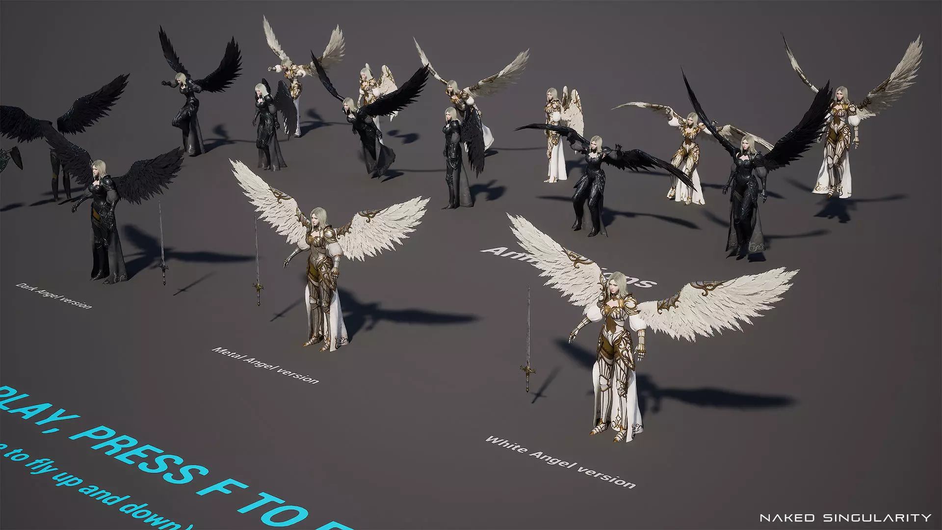 Archangel Valkyrie - Winged Warrior - Game-ready 3D Character Low-poly 3D model_2