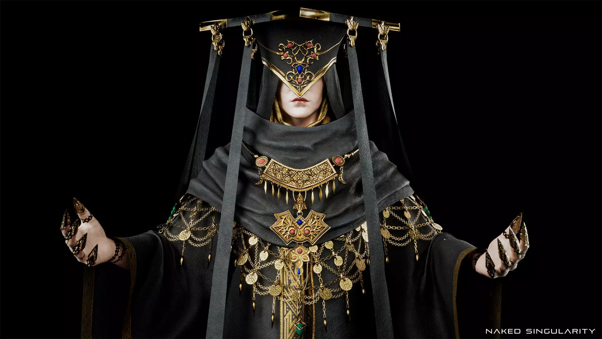 Dark Fantasy Nun - Mage - Wizard - Sorcerer Low-poly 3D model_9