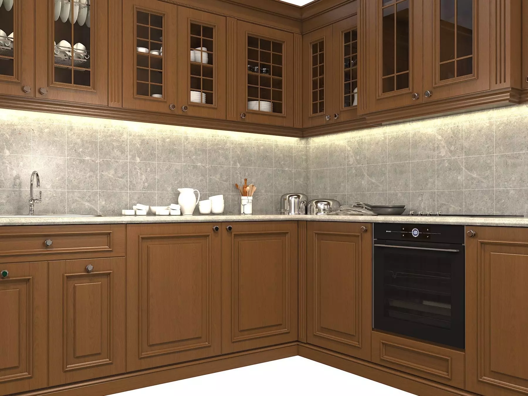 Classic European style Kitchen Cabinet 6 3D model_7