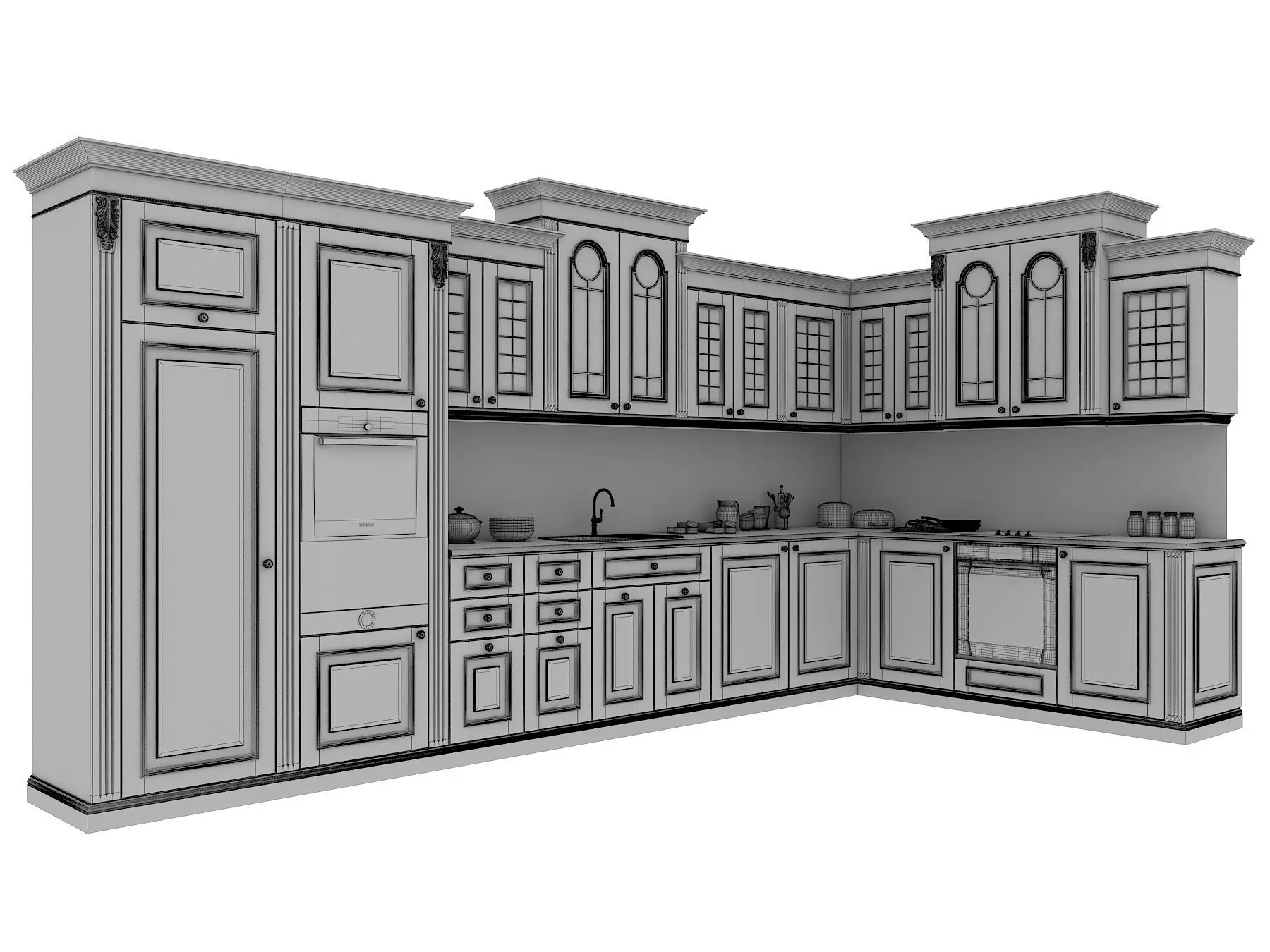 Classic European style Kitchen Cabinet 6 3D model_10