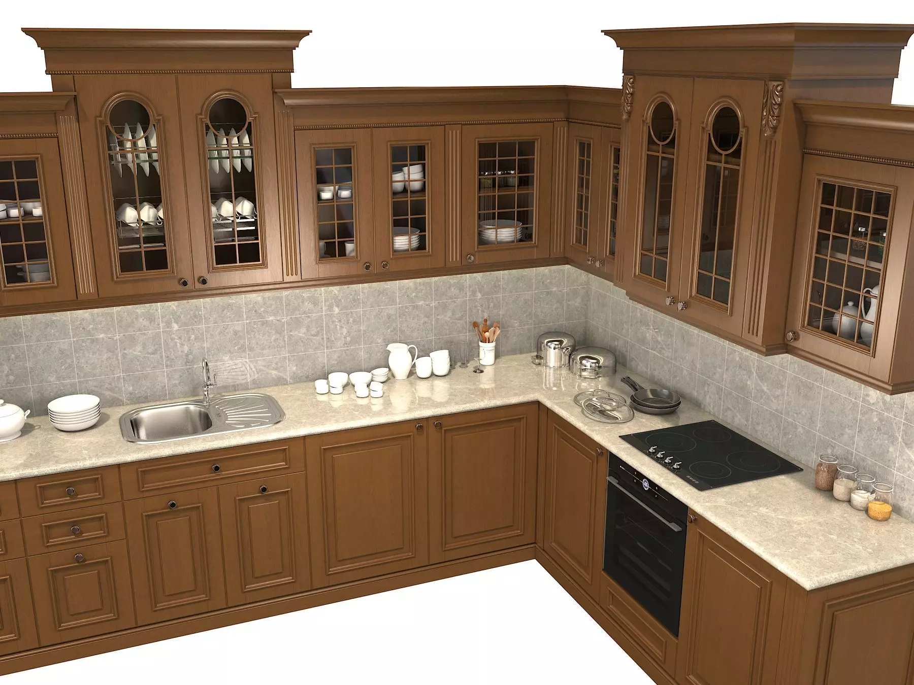 Classic European style Kitchen Cabinet 6 3D model_4