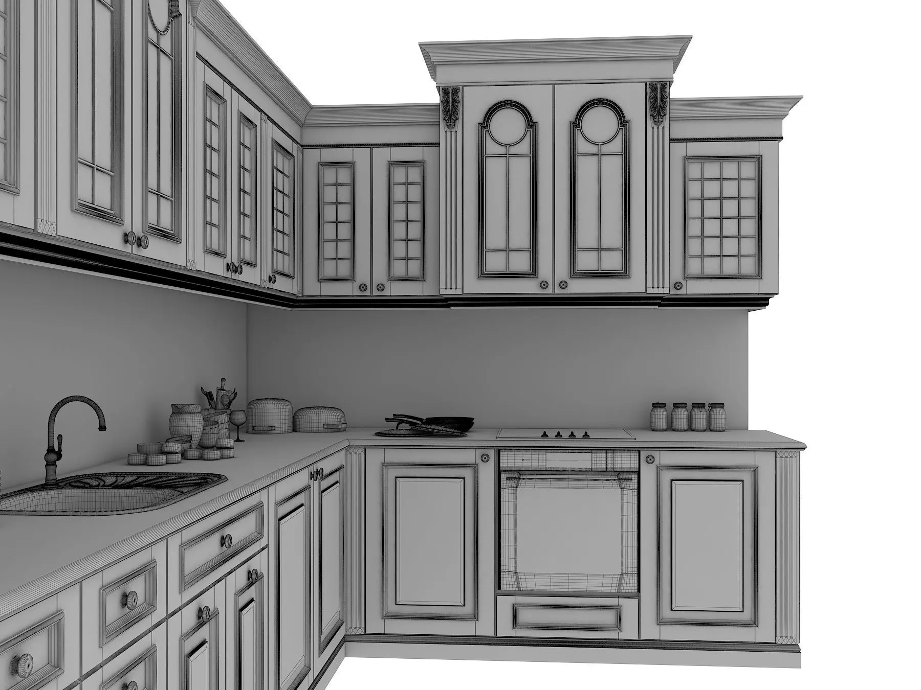 Classic European style Kitchen Cabinet 6 3D model_12