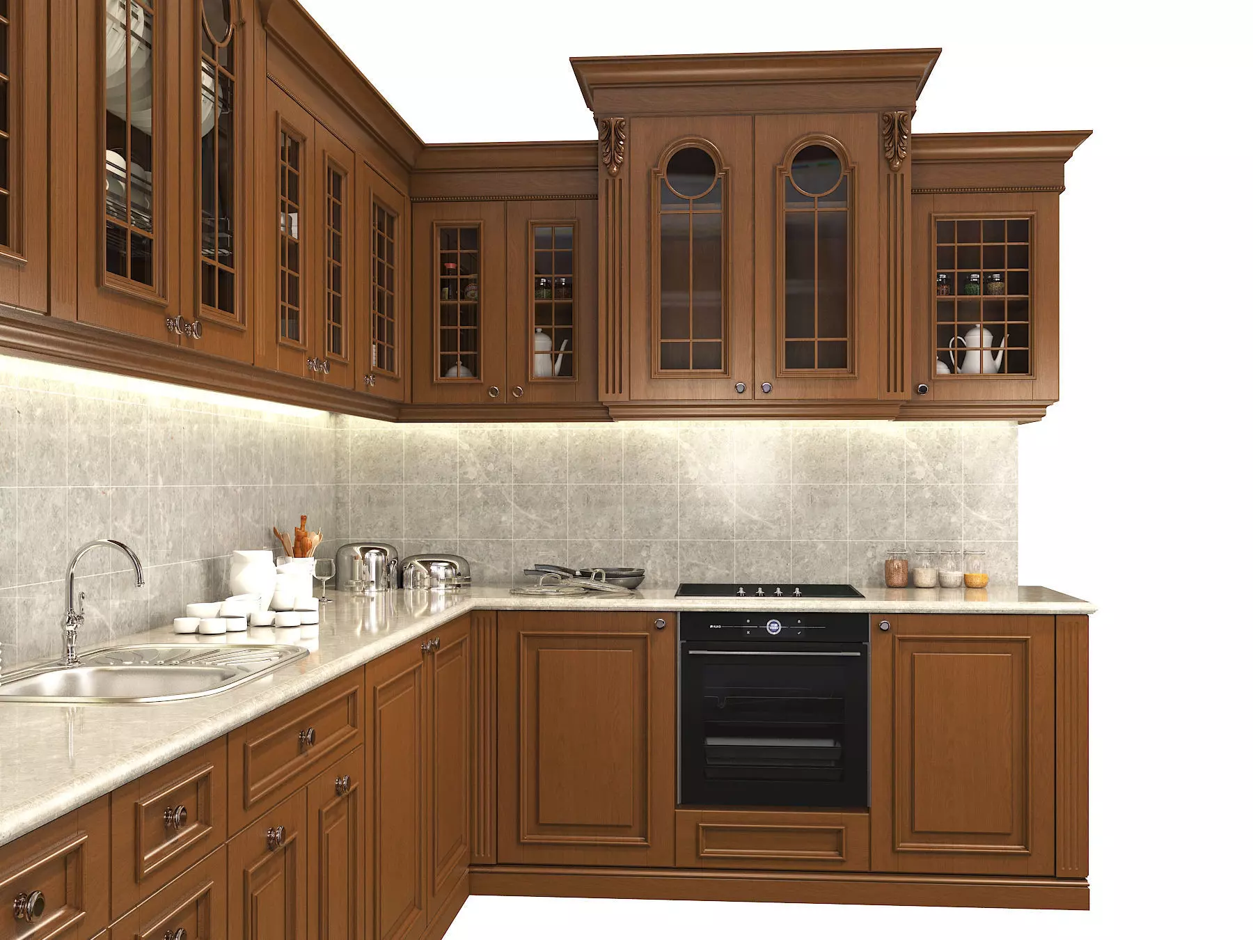 Classic European style Kitchen Cabinet 6 3D model_1