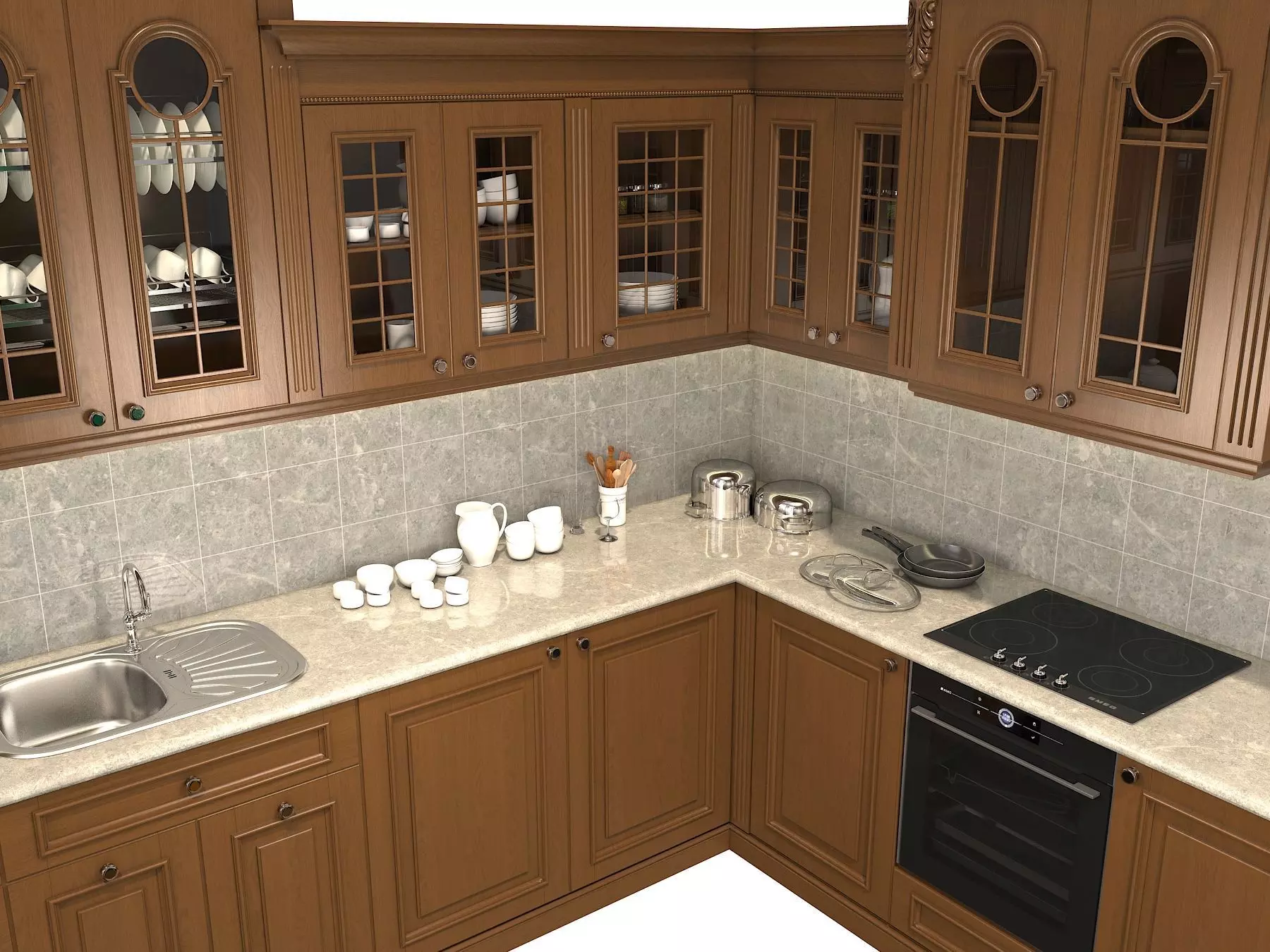 Classic European style Kitchen Cabinet 6 3D model_9